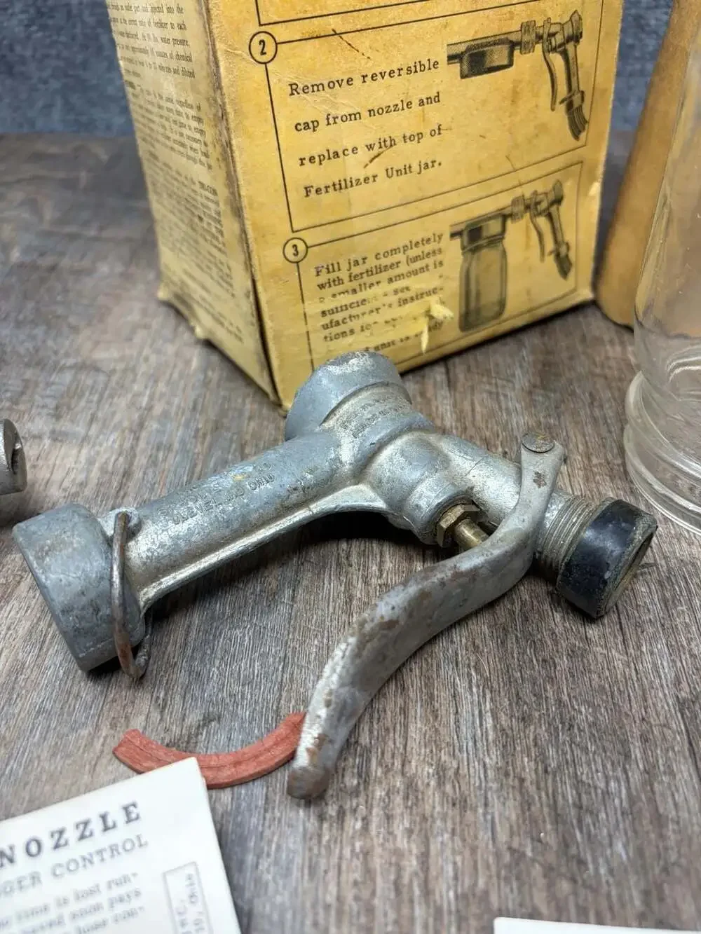 Vintage Tri-Con No. 500 Lawn Fertilizing Nozzle Sprayer Kit - glass bottle kit